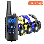 800m Dog Training Collar Dog Training Device IP7 Waterproof Pet Remote Control Rechargeable dog collar for 3 dogs at same time