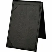 Deflecto Double-Sided A-Frame Table Tent Support 5" x 7" Media - Leatherette, Leather - Black - Foldable, Double-sided - 1 Each
