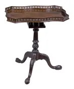 A Carved Chippendale/George II Tilt top Silver Table, with Pierced Serpentine Gallery, England, c.1780