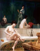 A Bath, Woman Bathing Her Feet (or Harem Pool) by Jean Leon Gerome