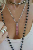 Abstract Floral Rectangle Pendant Necklace