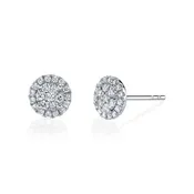 14K White Gold Diamond Halo Stud Earrings - FE210B4