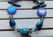 Blue Buddha Bracelet with Tibetan Focal Bead