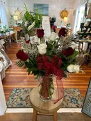 Dozen White and Red Roses — The Natural Nook Flower Shop