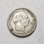 1884 Denmark 10 Ore KM# 795.1 .400 Fine Silver Foreign Vintage Collector Coin AG382