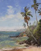 A Quiet Space (Hawaii Beach Palm Trees) – Original Oil Palette Knife Painting