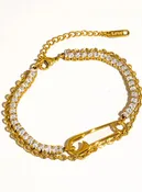 Acier 18K Gold Non-Tarnish Glam Rhinestone Clip Bracelet