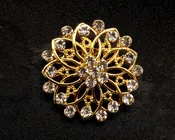 1 1/4" Gold Round Fashion Brooch Pin - Pack of 12 (BHB037)