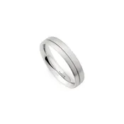 4mm Brushed Finish with Off-Center Groove Wedding Band