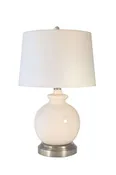Abbeygale Ivory on Nickel Cordless Lamp - Made in the USA