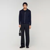 Zip-up wool cardigan