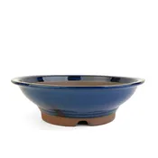 11" Footed Bowl Bonsai Pot - Dark Blue