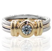 0.25 CT 14k Gold Two Tone Bezel Set Diamond Anniversary Wedding Ring