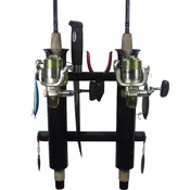 2 Rod Deluxe Fishing Rod Holder Rack Black