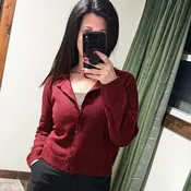Burgundy Button Down Sleeve Cardigan