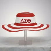 DST Red Raffia Embroidered Floppy Beach Sun Hat