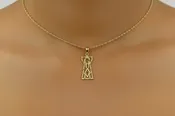 Medium Bamboo Guam Latte Stone Pendant, Sterling Silver Gold Plated