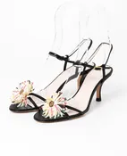 Emilio Pucci Floral Slingback Sandals Black, Size 36