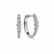 14k White Gold 0.50ct Tapered Diamond Hoops