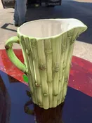 Hand Painted Green Bamboo Ceramic Pitcher by Cardinal