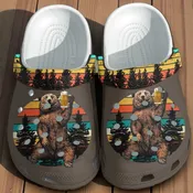 Bear Drinking Beer Crocs – Retro Forest Camping Shoes