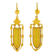 #18087 - Antique Gothic Revival Gold Chandelier Earrings