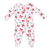 Bows & Candy Canes - 2 Way Ruffle Back Zipper Footie