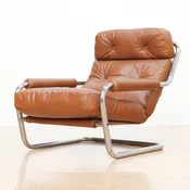 1970s Post Modern Chrome & Leather Chair by Jan Des Bouvrie for Gelderland