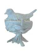 Milk Glass Bird Nest Covered Dish