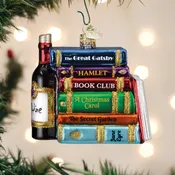 Book & Wine Ornament – Celebrate Friendship & Literature