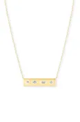 14k Diamond Mosaic Brushed Gold Horizontal Bar Necklace