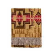 [Final sale] Pendleton® Chimayo Stripe Fringed Throw Harding Star Bronze