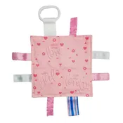 Baby Girl Pink Hospital Blanket Design Tag Toy w/Crinkle