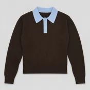 Colorblock Polo Sweater - Dark Chocolate