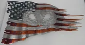 15" x 9" Patina Jump Wings Battle Worn Flag