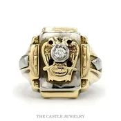 0.10ct Men's Scottish Rite Double-Headed Eagle Ring in 10k Two-Tone Gold
