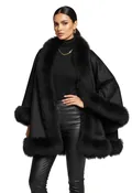 26" Cashmere/Wool Blend Cape with Toscana Lamb trim