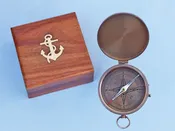 Antique Brass Gentlemen's Compass w/ Rosewood Box 4"