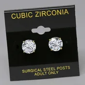 10 MM Round Cubic Zirconia Stud Earrings