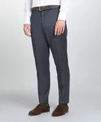 Grey Unfinished Tailored Fit Plain Merino Wool Flat Front Pants