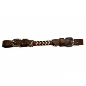 Buffalo Leather of the Rockies Rounded Curb Strap with Chocolate Rawhide  - Dark Brown