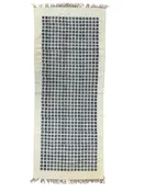 Handmade Block Printed Blue Tile Canvas Rug India 2.5x6