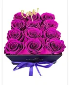 12 PRESERVED PURPLE ROSES