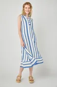 Amaya Brandi Blue Stripe Sleeveless Dress