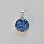 Blue Flower Circle Pendant