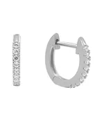 10k Solid Gold Pave CZ Huggies White Gold