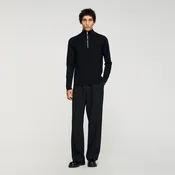 Wool sweater with zip collar
