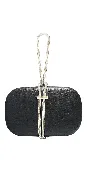 Satin Oval Box Handbag with Rhinestone Hand Strap