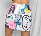Handpainted Artist Mini Skirt in black & White Options