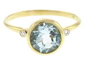 Blue Topaz 14K Gold Ring with Diamonds